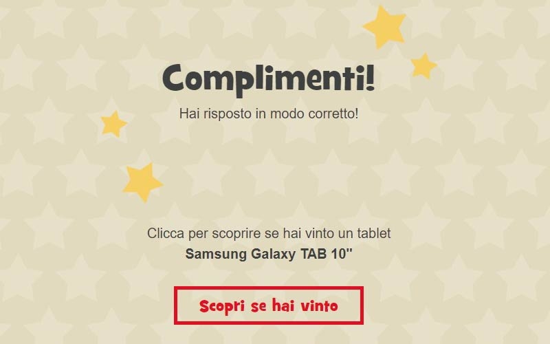 complimenti hai vinto un tablet